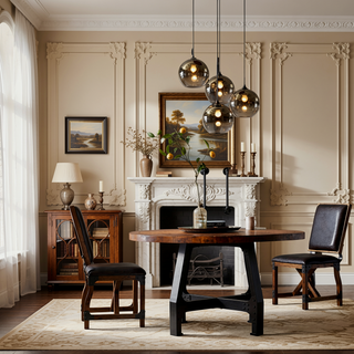 Sunvega Adjustable Height Lancaster Round Dining and Gathering Table with Amber Wood Finish
