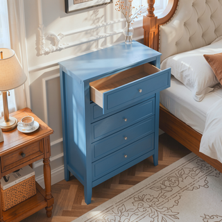 Sunvega Fully Assembled 6 Drawer Dresser with French Dovetail Wood Veneer Finish