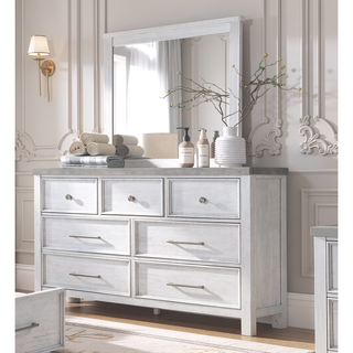 Sunvega Antique White and Gray Finish 2 Dovetail Drawer Nightstand Wooden Furniture