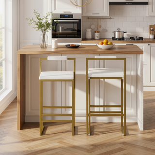Sunvega Upholstered Velvet Bar Stools Set of 2 with Slim Metal Legs for Kitchen Counter
