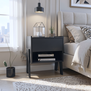 Sunvega Nightstand with One Drawer and Open Shelf for Bedroom or Living Room