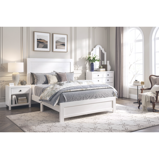 Sunvega Natural Finish Full Bed with Headboard Footboard and Rails
