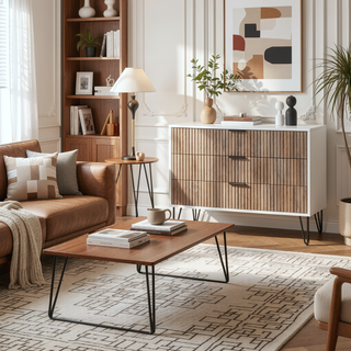 Sunvega Modern Glam Dresser with Gold Metal Handles and Splayed Legs for Bedroom