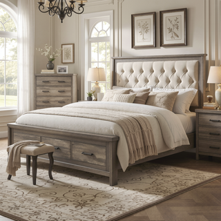 Sunvega Weathered Gray Finish Melamine Laminate 7 Drawer Bedroom Dresser