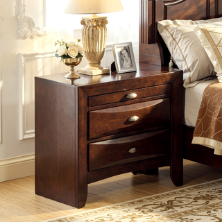 Sunvega Cherry Solid Wood Contemporary Nightstand with 2-Drawers and Nickel Knob Pulls