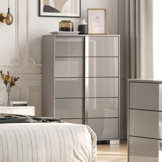 Sunvega Contemporary White Bedroom Chest with Chrome Legs and UV Finish