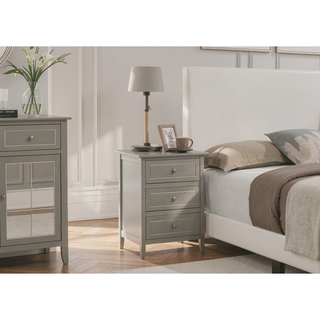 Sunvega Transitional Oak Nightstand With Three Drawers For Bedroom