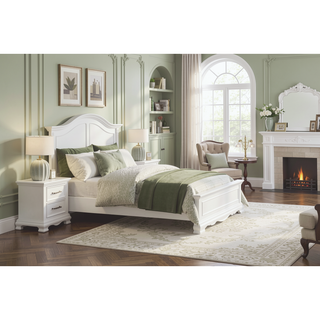 Sunvega White Finish 2-Drawer Nightstand with Black Nickel Pulls Classic Bedside Table