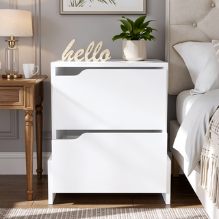 Sunvega Modern Nightstand with Two Spacious Drawers and Sleek Base