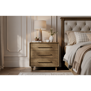 Sunvega Elm Veneer Small Chest in Warm Latte with Five Smooth Drawers