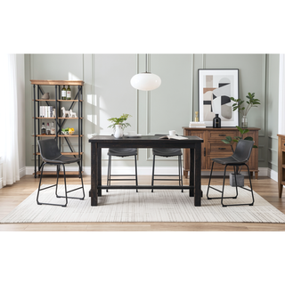 Sunvega Antique Wood Finished Counter Height Dining Set with Four PU Leather Chairs