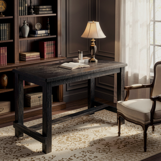 Sunvega Antique Black Bold Distressed Solid Wood Counter Height Bar Table