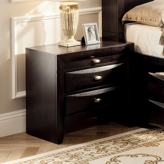 Sunvega Cherry Solid Wood Contemporary Nightstand with 2-Drawers and Nickel Knob Pulls