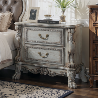 Sunvega Traditional Luxury Nightstand with 2 Drawers in Cherry Oak Finish
