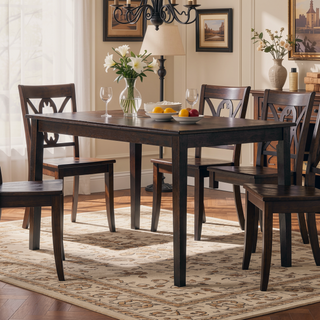 Sunvega Espresso Finish Transitional Rectangular Wooden Dining Table