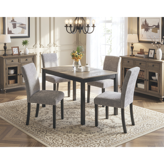 Sunvega Contemporary Farmhouse Rectangular Dining Table with Two Tone Brown Black Finish