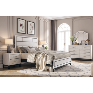 Sunvega Modern Contemporary White Finish Wooden Nightstand with 2 Dovetail Drawers