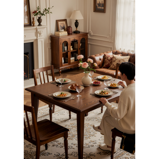 Sunvega Contemporary Round Dining Table with Drop Leaf in Solid Rubber Wood