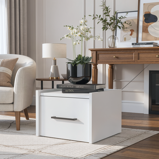Sunvega Wall-Mounted Nightstand with Sleek Single Drawer and Spacious Top Shelf