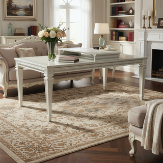 Sunvega Modern Glam Dining Table with Silver Finish and Acrylic Inset Framing