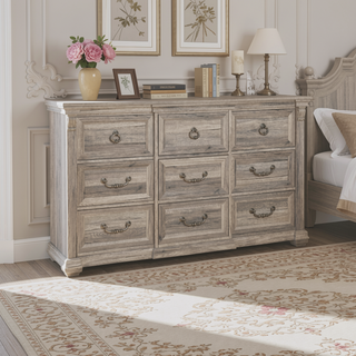 Sunvega Contemporary Dresser with Spacious Drawers and Geometric Design Legs