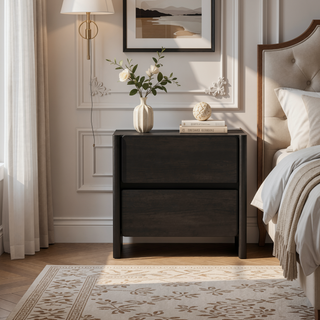 Sunvega Modern Oak Nightstand with Two Spacious Drawers for Bedroom