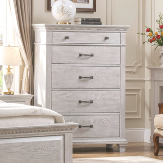 Sunvega Transitional Weathered Gray Chest with Dovetail Drawers and Dentil Molding