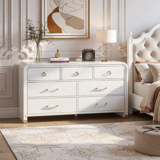 Sunvega Fluted Gold Metal Nightstand with Spacious Drawer and Rounded Sides