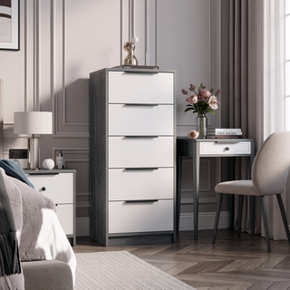 Sunvega White 5-Drawer Rectangle Dresser for Organized Storage in Any Room