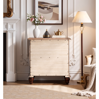 Sunvega Cappuccino Night Stand with Carved Trim and Nickle Hardware