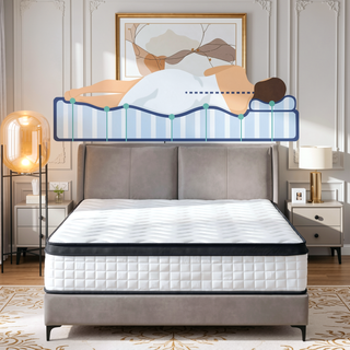 Sunvega 12 Inch Queen Size Hybrid Mattress with Memory Foam and Individually Wrapped Springs for Pressure Relief
