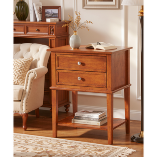 Sunvega Elegant Contemporary Nightstand with Open Shelf for Compact Storage