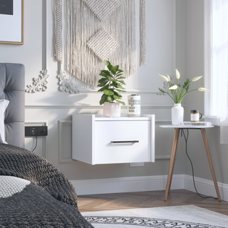 Sunvega Wall Mounted Nightstand with Drawer for Bedroom or Living Room