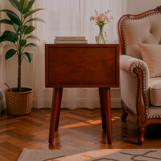 Sunvega Modern Nightstand with Two Storage Drawers and Vintage Gold Accents