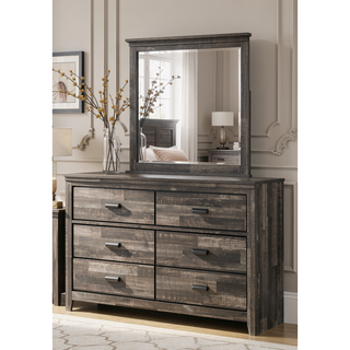 Sunvega Contemporary Brown Mix Finish Nightstand with Two Storage Drawers and Black Metal Pull