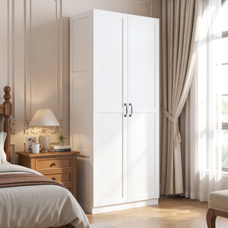 Sunvega Modern Free Standing Wardrobe Closet with 4 Adjustable Shelves for Bedroom
