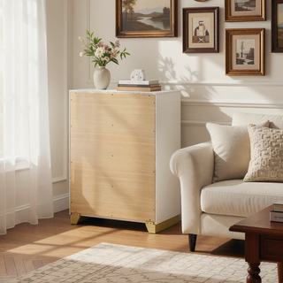 Sunvega Modern Minimalist White 4-Drawer Chest with Spacious Storage for Bedroom