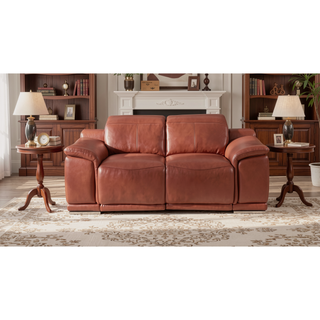 Sunvega Genuine Italian Leather Power Reclining Loveseat with USB Charger