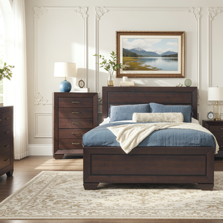 Sunvega Transitional Dark Cocoa Dresser with Six Spacious Drawers for Modern Bedrooms