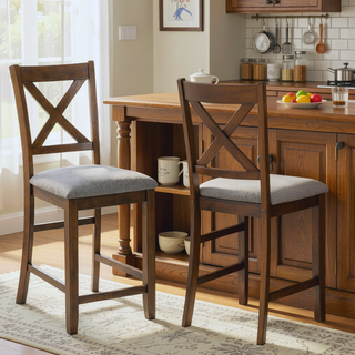 Sunvega Modern Wooden Counter Height Chairs Set of 4 with Padded Seat for Dining Room