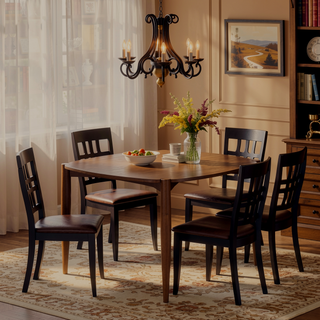 Sunvega Walnut Solid Wood Dining Table with Mid-Century Modern Style and Rounded Edges