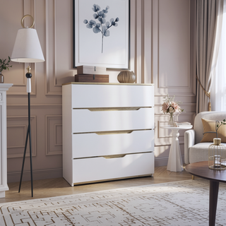 Sunvega Superior Top Four Drawer Dresser in Black and Light Oak Finish