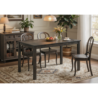 Sunvega Contemporary Rectangular Dining Table with Dark Wood Finish for Dining Room