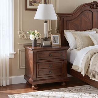 Sunvega Gray Modern Nightstand with Full Extension Drawers and Felt-Lined Top