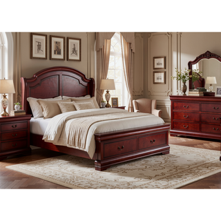 Sunvega Dark Gray Dresser with Six Spacious Drawers and Brushed Nickel Handles