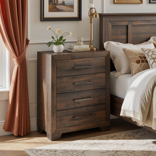 Sunvega Brown Penny 5-Drawer Chest with Casual Style and Easy Care