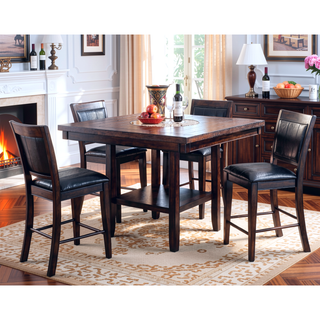 Sunvega Farmhouse Style Espresso Brown Faux Leather Upholstered Bench with Footrest