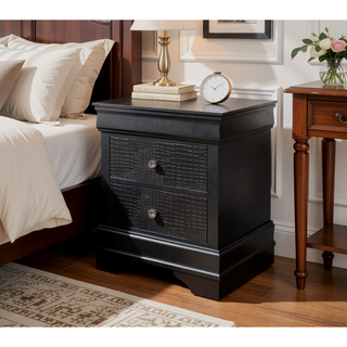 Sunvega Crystal Embellished Contemporary Nightstand with Textured Drawer Fronts