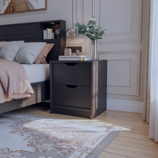Sunvega White 2-Drawer Nightstand with Large Storage for Bedroom Organization
