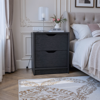 Sunvega White 2 Drawer Nightstand End Table with Pull Out System and Sleek Design